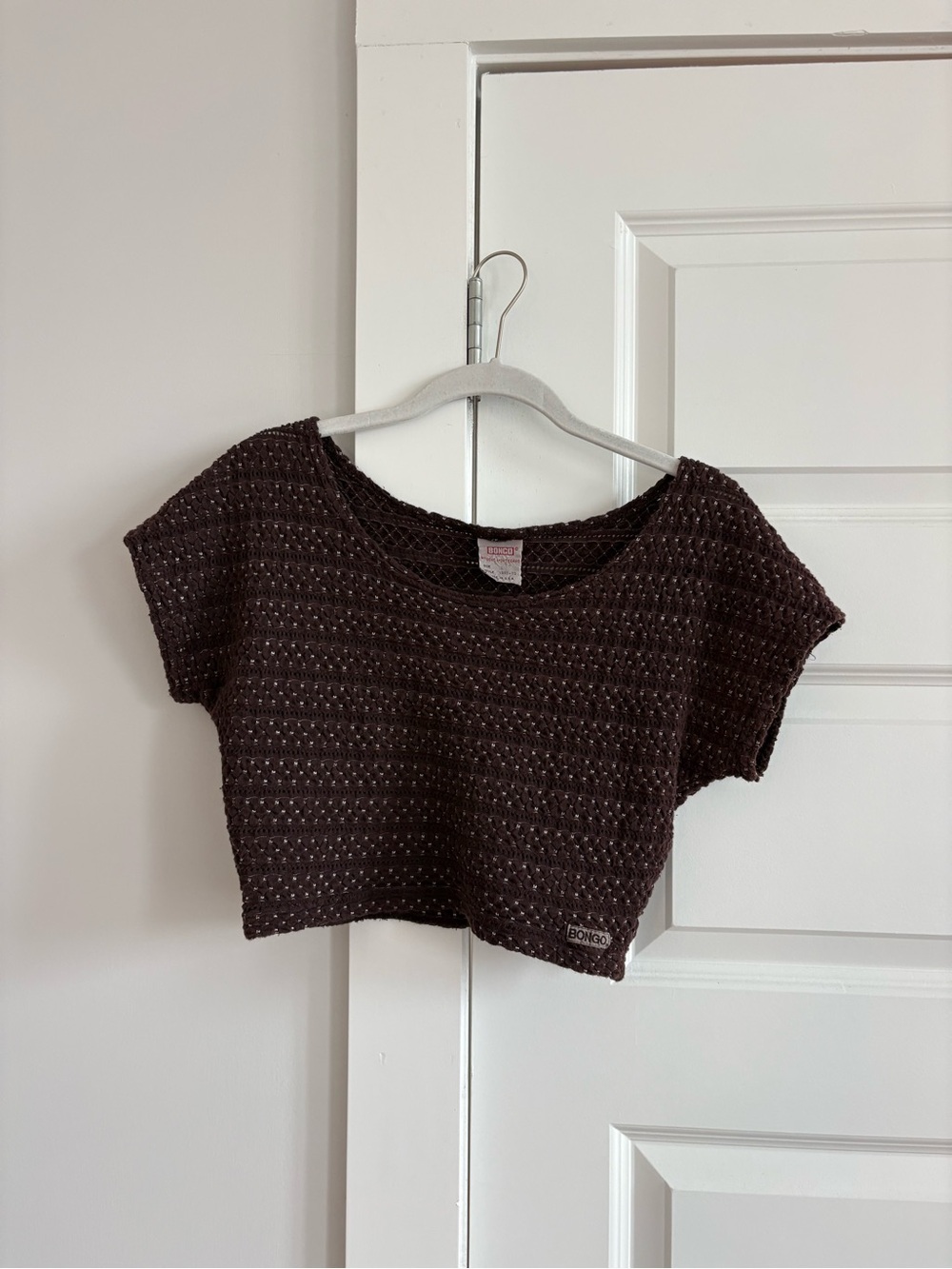 Vintage BONGO Dark Brown Short-Sleeve Crop Top